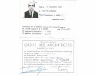 Carteira da Ordem dos arquitetos franceses certificando que Niemeyer tem autorização para exercer a profissão de arquiteto.